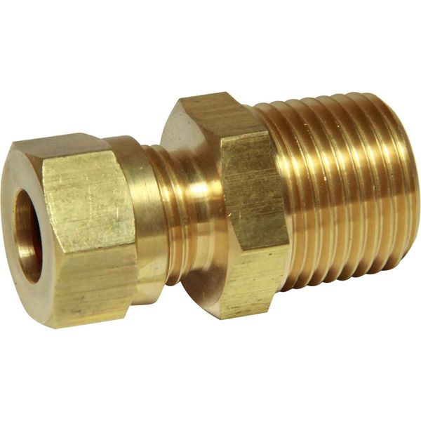 Acoplamento macho de latão AG 10 mm x 1/2" BSP cônico
