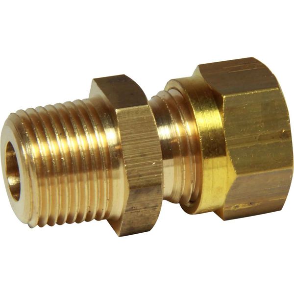 Acoplamento macho de latão AG 10 mm x 3/8" BSP cônico